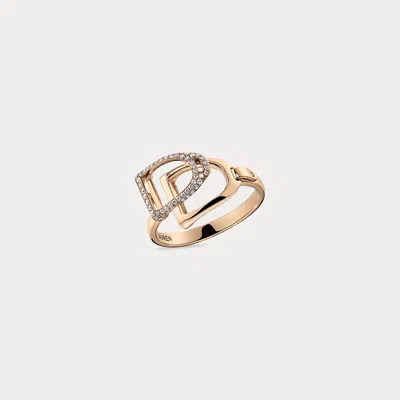 Ralph Lauren Pavé Diamond Double-stirrup Ring In Rose Gold With Diamonds