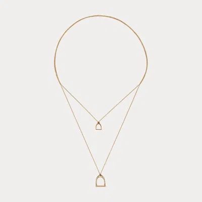 Polo Ralph Lauren Pavé Double-stirrup Lariat Necklace In K Rose Gold