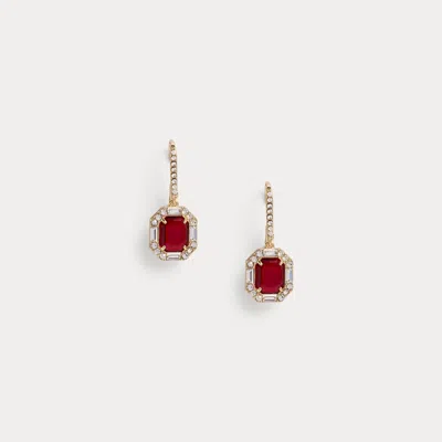 Ralph Lauren Pavé Gold-plated Stone Drop Earrings In Red
