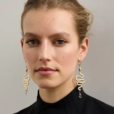 Ralph Lauren Pavé Gold-plated Stone Snake Earrings In Gold