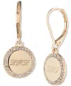 Ralph Lauren Pave Script Logo Drop Earrings In Gold