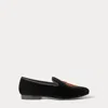 Polo Ralph Lauren Paxton Crest Velvet Slipper In Black