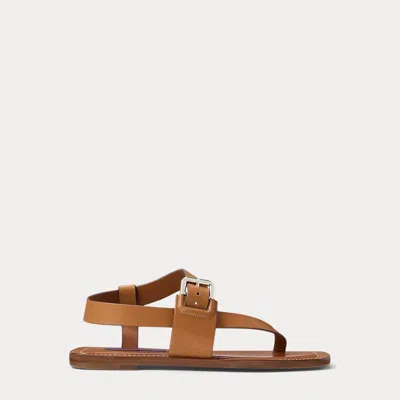 Ralph Lauren Payton Calfskin Sandal In Rl Gold
