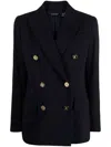 Ralph Lauren Women's Double-breasted Wool Crepe Blazer In Blue