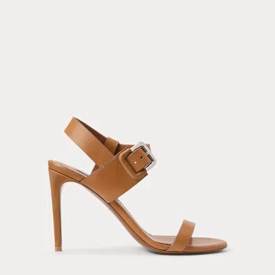 Ralph Lauren Pearce 95 Mm Calfskin Sandal In Rl Gold