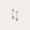 Ralph Lauren Pearl And Crystal Drop Earrings In Cream/silver