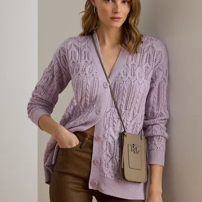 Ralph Lauren Pebbled Cameryn Crossbody Tech Case In Brown