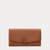Ralph Lauren Pebbled Large Cameryn Flap Wallet In Lauren Tan