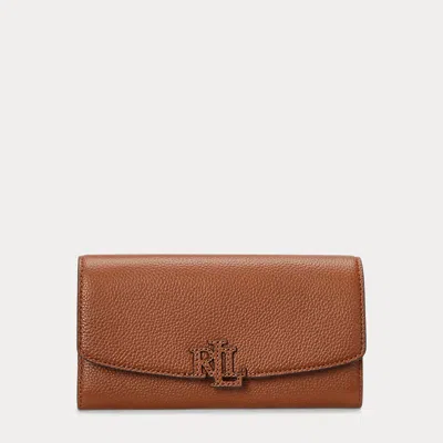 Ralph Lauren Pebbled Large Cameryn Flap Wallet In Lauren Tan