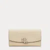 Ralph Lauren Pebbled Large Cameryn Flap Wallet In Sand Dune