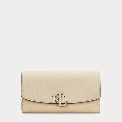 Ralph Lauren Pebbled Large Cameryn Flap Wallet In Sand Dune