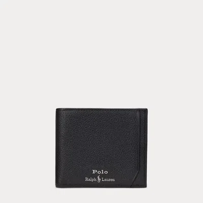 Ralph Lauren Pebbled Leather Billfold Wallet In Black