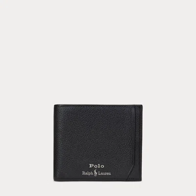 Polo Ralph Lauren Pebbled Leather Billfold Wallet In Black