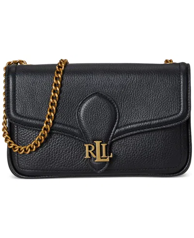 Ralph Lauren Pebbled Leather Bradley Crossbody Wallet In Black