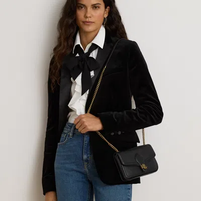 Ralph Lauren Pebbled Leather Bradley Crossbody Wallet In Black