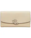 Ralph Lauren Pebbled Leather Cameryn Flap Wallet In Sand Dune