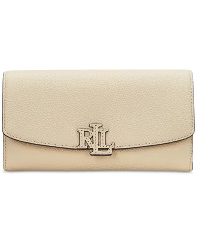Ralph Lauren Pebbled Leather Cameryn Flap Wallet In Neutral