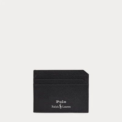 Polo Ralph Lauren Pebbled Leather Card Case In Black