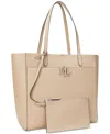 Ralph Lauren Pebbled Leather Extra-large Cameryn Tote Bag In Sand Dune