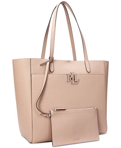 Ralph Lauren Pebbled Leather Extra-large Cameryn Tote Bag In Sunrise Blush