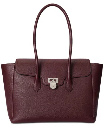 Ralph Lauren Pebbled Leather Extra-large Tanner Satchel In Animal Print