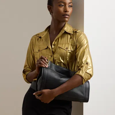 Ralph Lauren Pebbled Leather Large Bradley Tote Bag In Black