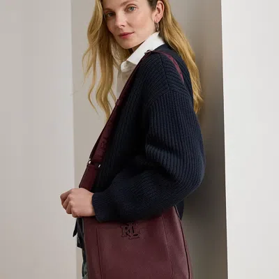 Ralph Lauren Pebbled Leather Large Cameryn Crossbody In Burgundy
