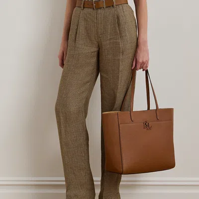 Ralph Lauren Pebbled Leather Large Cameryn Tote Bag In Brown