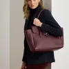 Ralph Lauren Pebbled Leather Large Tanner Satchel In Burgundy