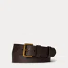 Ralph Lauren Pebbled Leather Roller-buckle Belt In Brown