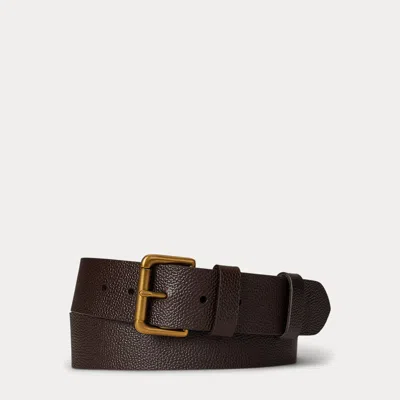Ralph Lauren Pebbled Leather Roller-buckle Belt In Brown