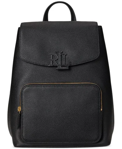Ralph Lauren Pebbled Leather Small Cameryn Backpack In Black