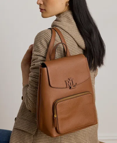 Ralph Lauren Pebbled Leather Small Cameryn Backpack In Brown