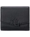 Ralph Lauren Pebbled Leather Small Cameryn Flap Wallet In Black