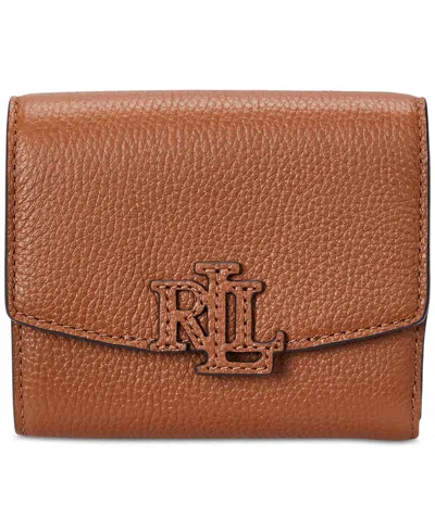 Ralph Lauren Pebbled Leather Small Cameryn Flap Wallet In Lauren Tan