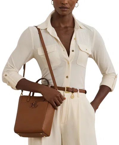Ralph Lauren Pebbled Leather Small Cameryn Tote Bag In Lauren Tan