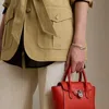 Ralph Lauren Pebbled Leather Small Tanner Satchel In Red