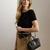 Ralph Lauren Pebbled Leather Small Tanner Satchel In Black