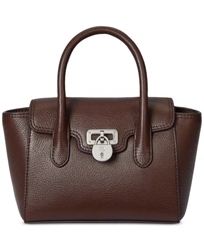 Ralph Lauren Pebbled Leather Small Tanner Satchel In Brown