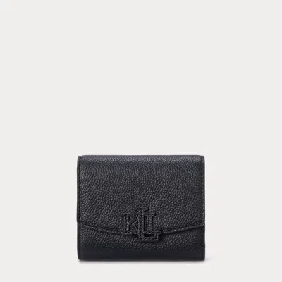 Ralph Lauren Pebbled Small Cameryn Flap Wallet In Black