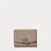 Ralph Lauren Pebbled Small Cameryn Flap Wallet In Brown