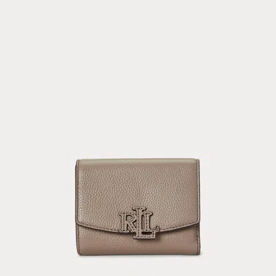 Ralph Lauren Pebbled Small Cameryn Flap Wallet In Brown