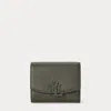 Ralph Lauren Pebbled Small Cameryn Flap Wallet In Green