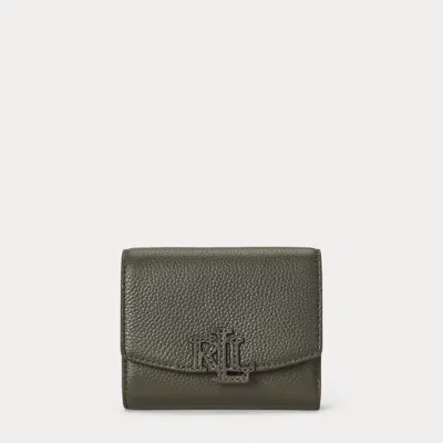 Ralph Lauren Pebbled Small Cameryn Flap Wallet In Green