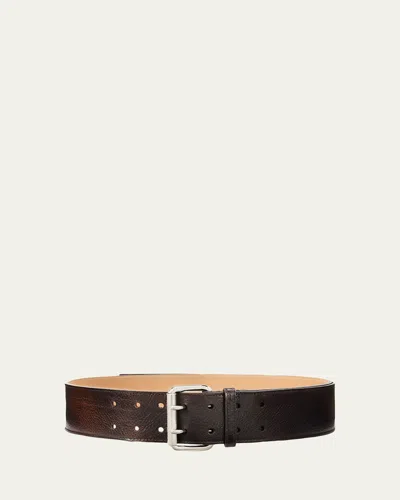 Ralph Lauren Pebbled Vachetta Leather Belt In Brown