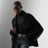 Ralph Lauren Perce Fringe-trim Lamb-suede Jacket In Black
