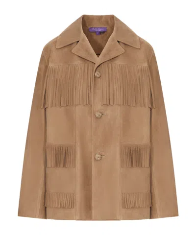 Ralph Lauren Western Suede Jacket With Fringes In Brown