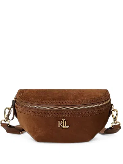 Ralph Lauren Perforated Suede Belt Bag In Brown