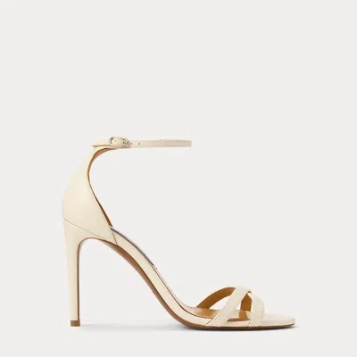 Ralph Lauren Perrin 95 Mm Calfskin Sandal In Lux Cream