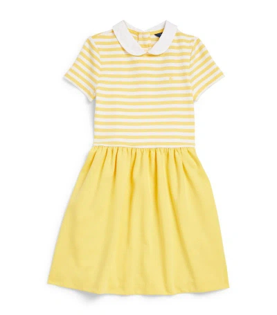 Ralph Lauren Kids' 拼接条纹连衣裙 In Yellow